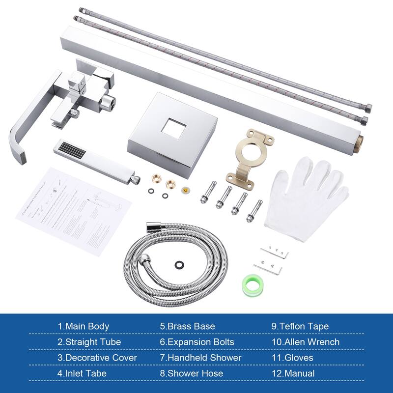 WOWOW Waterfall Single-Handle Freestanding Tub Faucet with Handshower