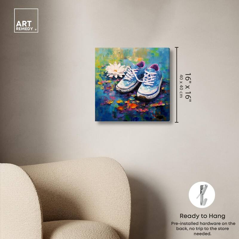 Lily Pad Sneakers Canvas by Art Remedy, Gallery Wrapped