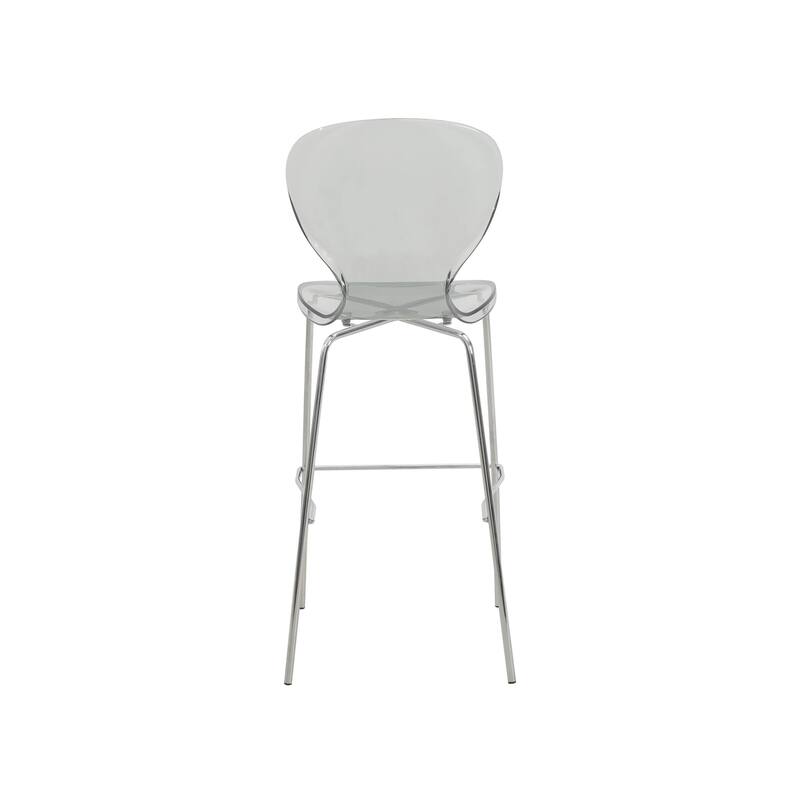 Acrylic Barstool with Steel Frame in Chrome Finish Oyster Series Set of 2