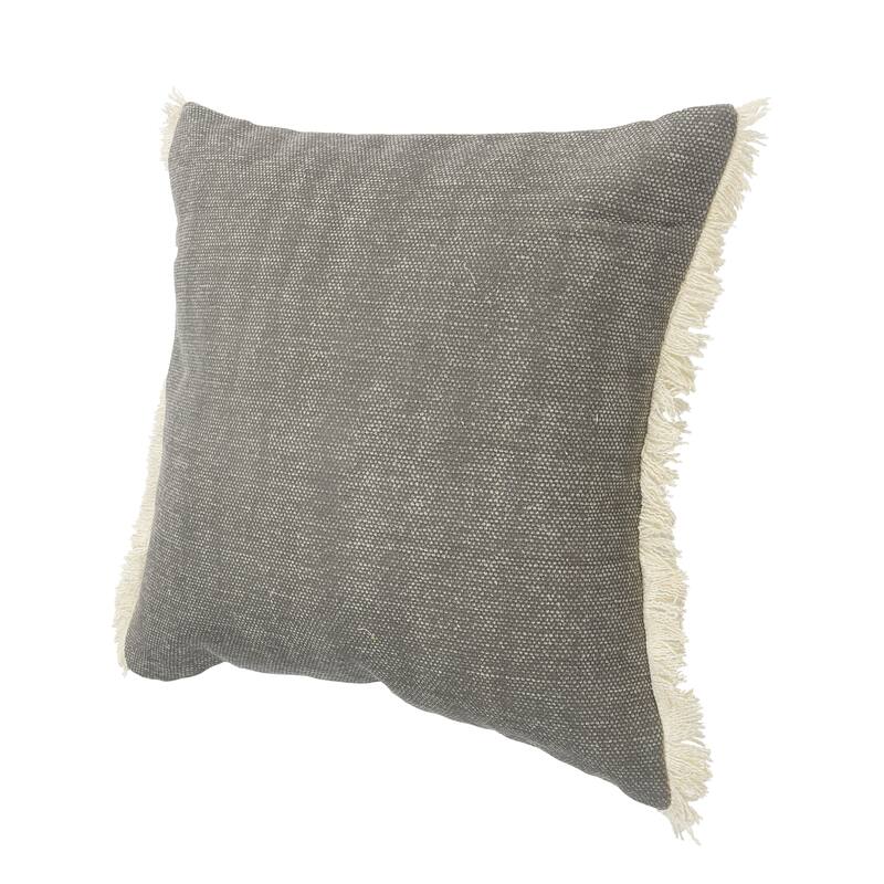 Sevita Charcoal Gray Solid Fringed Throw Pillow