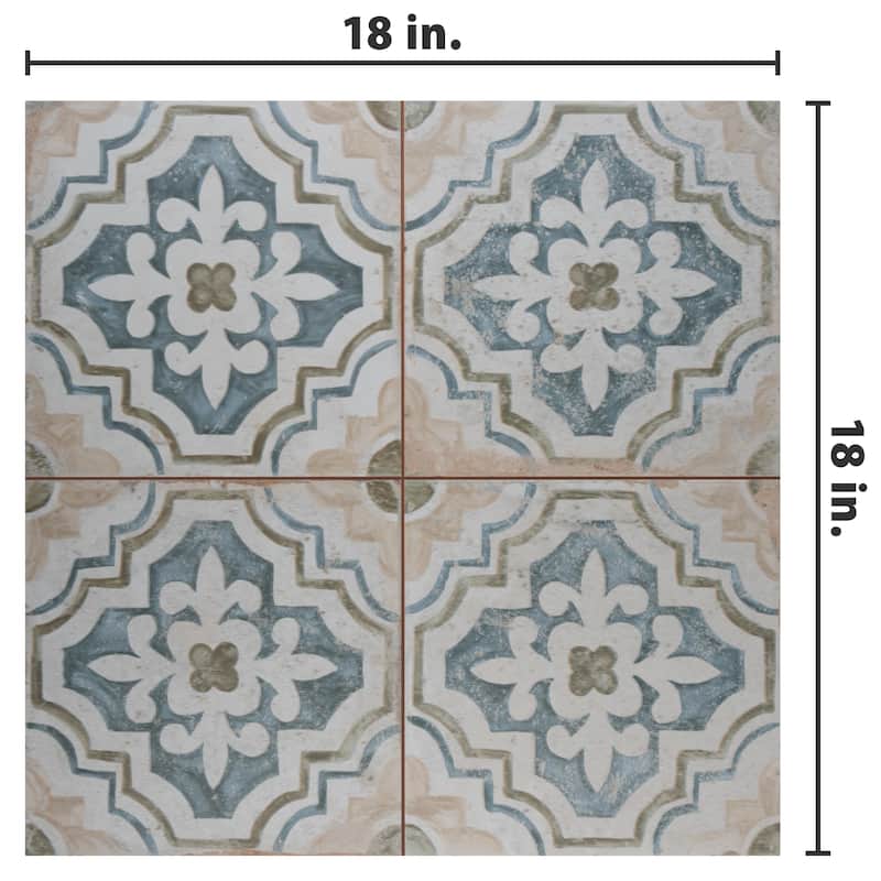 Merola Tile Kings Porto Fatima 17-5/8" x 17-5/8" Ceramic Floor and Wall Tile