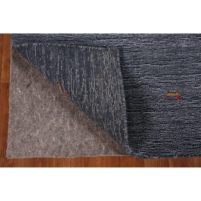 Hand Knotted Oriental 100% Wool Carpet Tribal Animal Pictorial Navy Blue & Blues Gabbeh Area Rug - 7' 7'' X 5' 3''