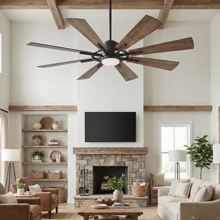 Parrot Uncle 60" Farmhouse Integrated LED Windmill Ceiling Fan with Light and Remote