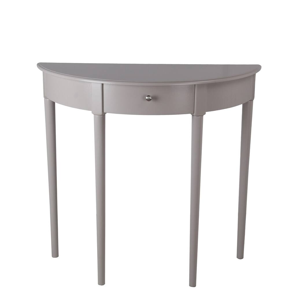 1 Drawer Half Moon Console Table with Round Legs, Gray