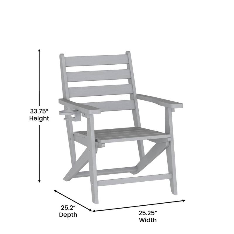 All-Weather Commercial Adirondack Dining Chair with Fold Out Cupholder