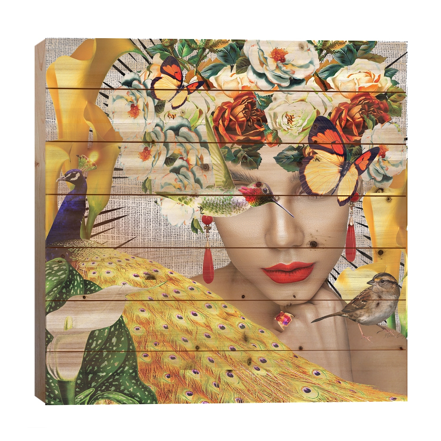 Jasmine In Bloom Print On Wood by Yvonne Coleman Burney - Multi-Color