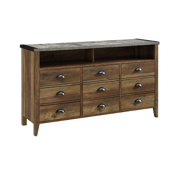 Delacora WE-BD52CLA3D Clair 52" Wide Durable Laminate Wood Look TV Stand with 9 Drawers