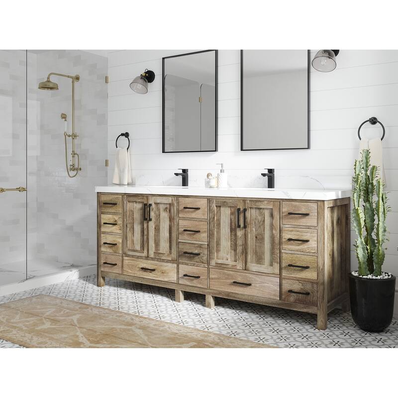 Willow Collections 84 in. W x 22 in. D Malibu Mango Double Sink Bathroom Vanity with Countertop