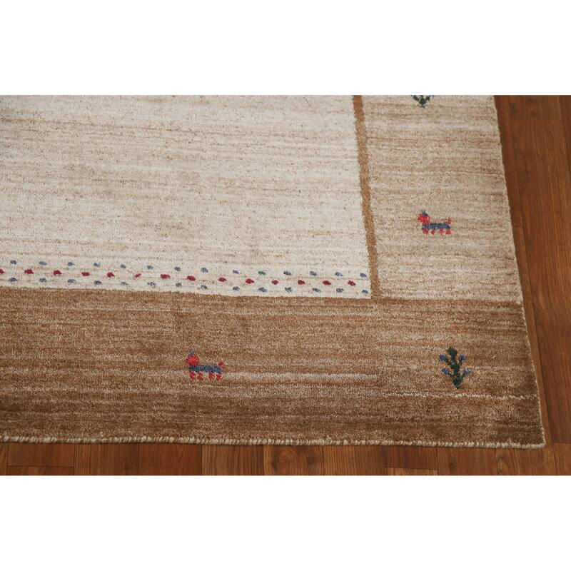 Tribal Gabbeh Indian Area Rug Hand-Knotted Wool Carpet - 5'6" x 7'8"