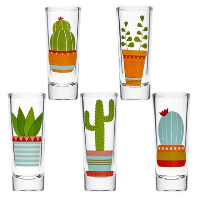 5-Pack Cactus Design Shot Glass Set