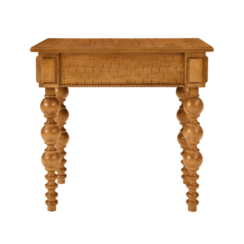 Solid Wood End Table with Drawer, Easy Assembly Vintage Narrow Sofa Side Table for Living Room