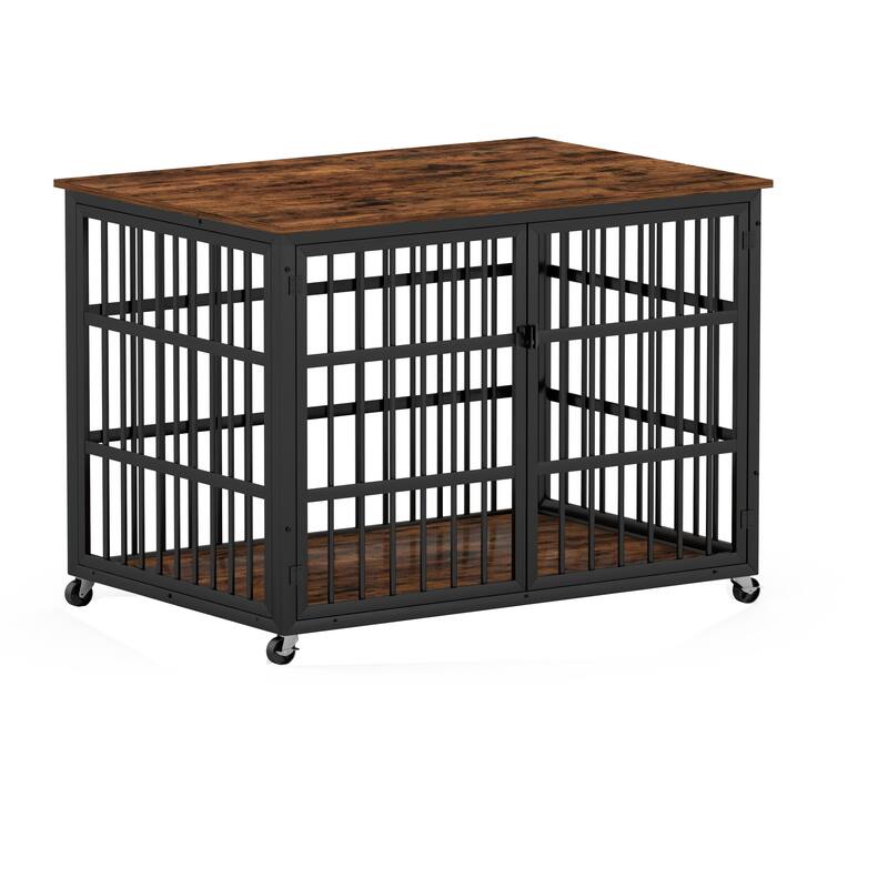 Bedroom Dog House Dog Kennel with Rolling Casters and Interactive Top Dog Cage Dog Crate Dog Room
