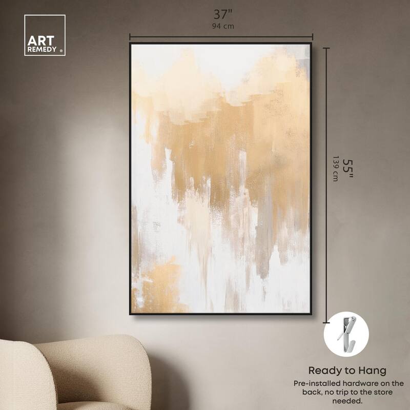 Soft Grey Glam Gold Canvas by Art Remedy