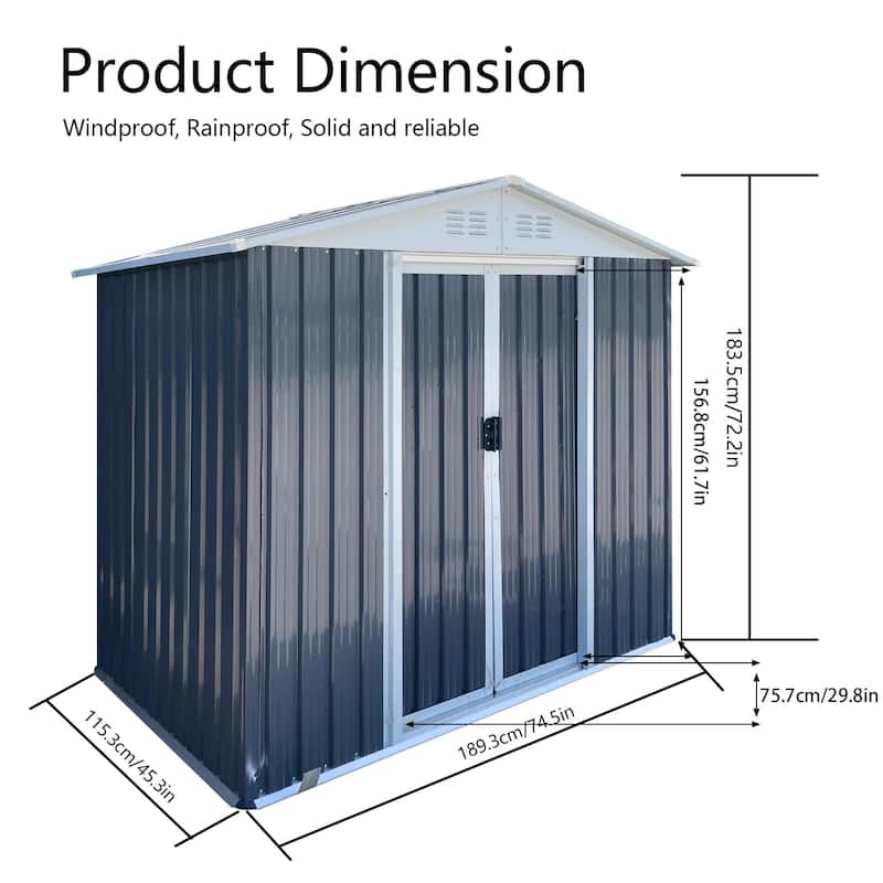 Rust-roof Steel Storage Shed with Waterproof Panels & Sliding Lockable Door Garden Shed Pet Shed Tool Shed