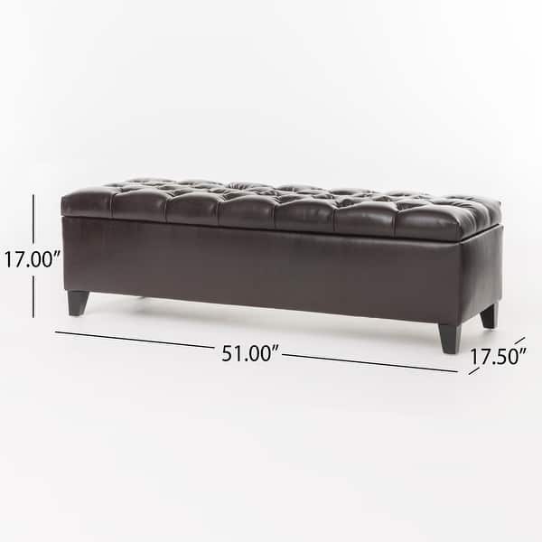 dimension image slide 0 of 2, Ottilie Contemporary Button-Tufted Storage Ottoman Bench by Christopher Knight Home