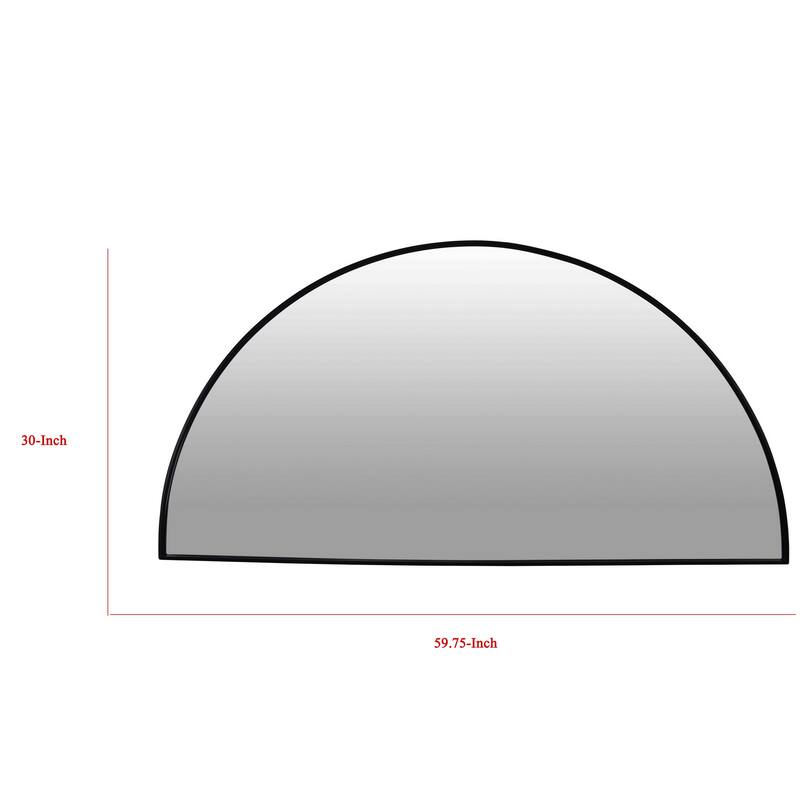 Lima Decorative Wall Mirror, Round Semicircular 30 x 60, Black Frame