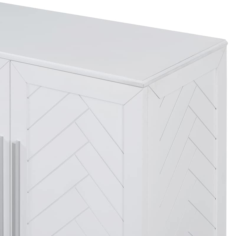 Sideboard Buffet Cabinet with Adjustable Shelves & Silver Handles