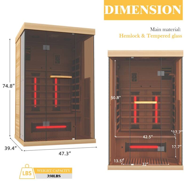 EROMMY up to 3 Person Infrared Sauna with 10-Minute Warm-Up Heater Tube and Carbon Plate