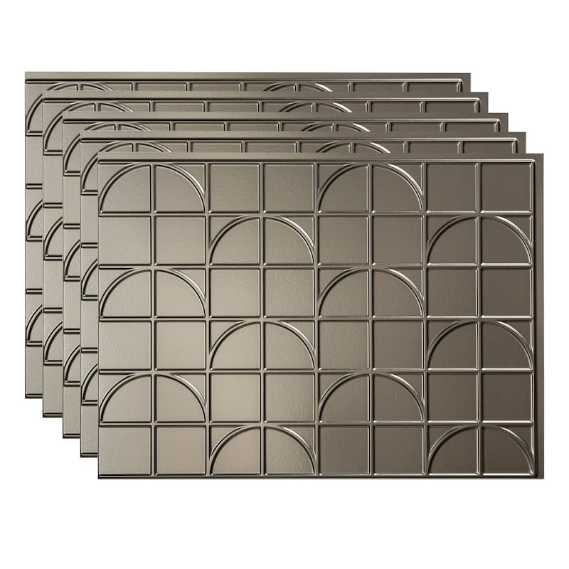 FASÄDE Crescent Decorative Vinyl Backsplash Panel - 5 Pack - Brushed Nickel