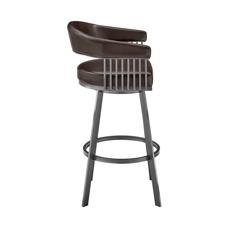 Modern Swivel Low Back Bar Height Stool Chair with Iron Frame and Metal Finish Perfect for Kitchen Island