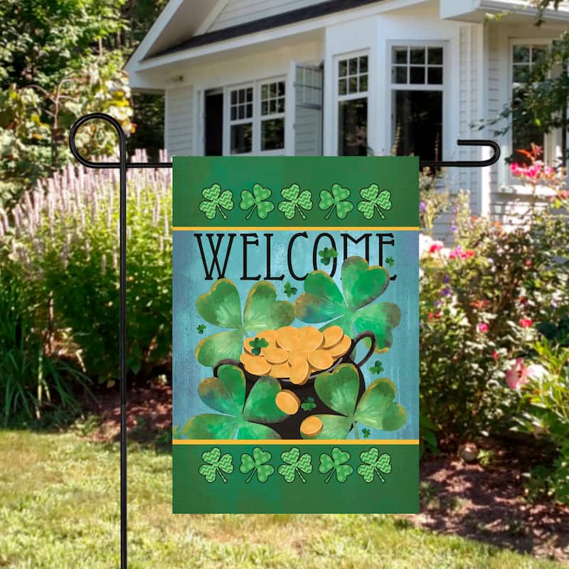 Pot of Gold "Welcome" St. Patrick 's Day Garden Flag 12.5" x 18"