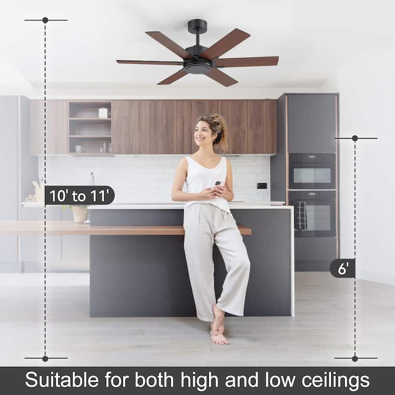 48/56/60 Inch Reversible Blade Ceiling Fan No Light with Remote Control