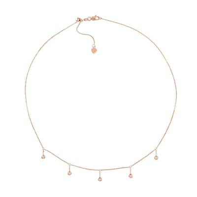 Marquee Jewels 14K Solid Rose Gold 1/6 CTW Diamond Bezel Drop Necklace