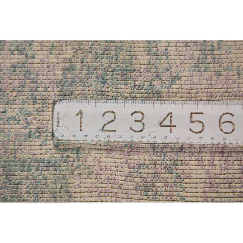 Contemporary Abstract Indian Area Rug Handmade Multi-Color Wool Carpet - 9'0"x 11'8"