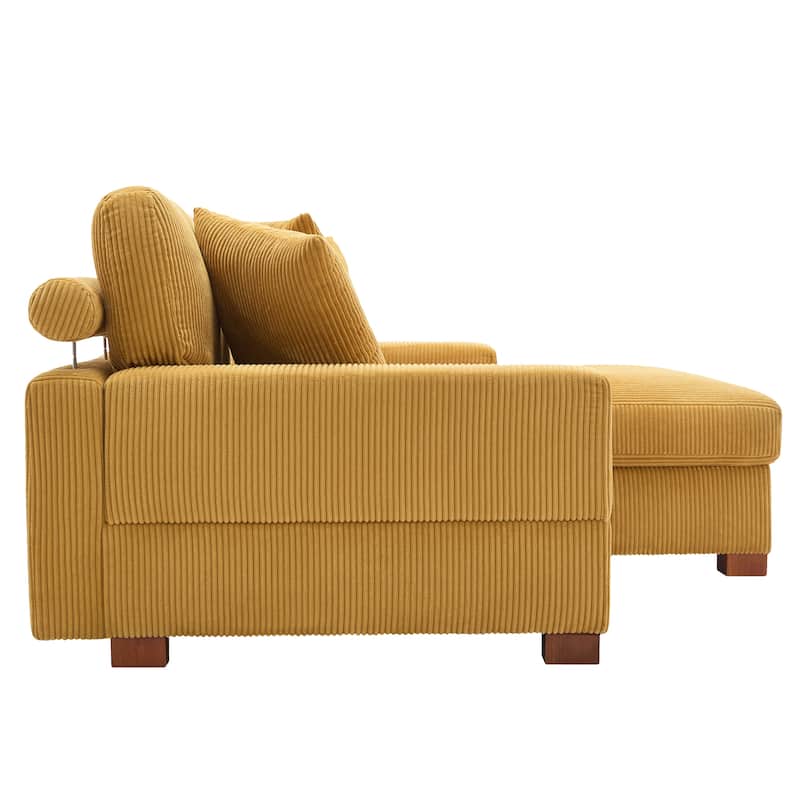Modern L-Shaped Corduroy Modular Sectional Couch Sofa with Pillows