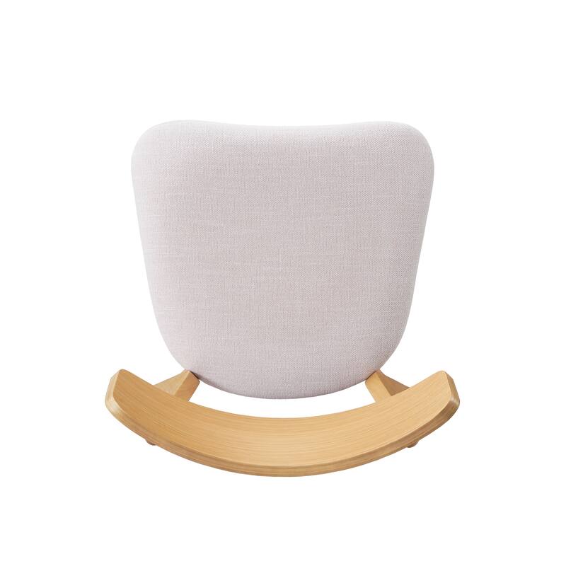 Mid-Century Walnut Finished Frame Upholstered Dining Chairs, Set of 4, Light beige+Natural