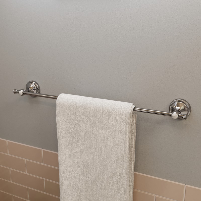 Croydex 1919 Flexi-Fix Screw or Glue Towel Bar, Wall Mounted Adhesive Bathroom Towel Rack (27.4in)