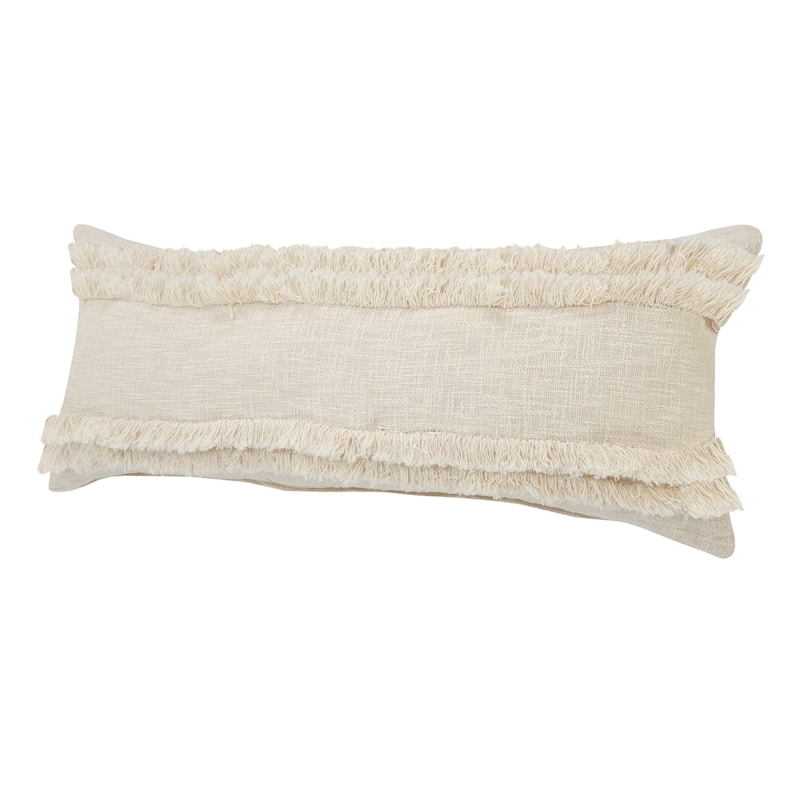 HomeRoots 14" X 36" Cream 100% Cotton Zippered Pillow