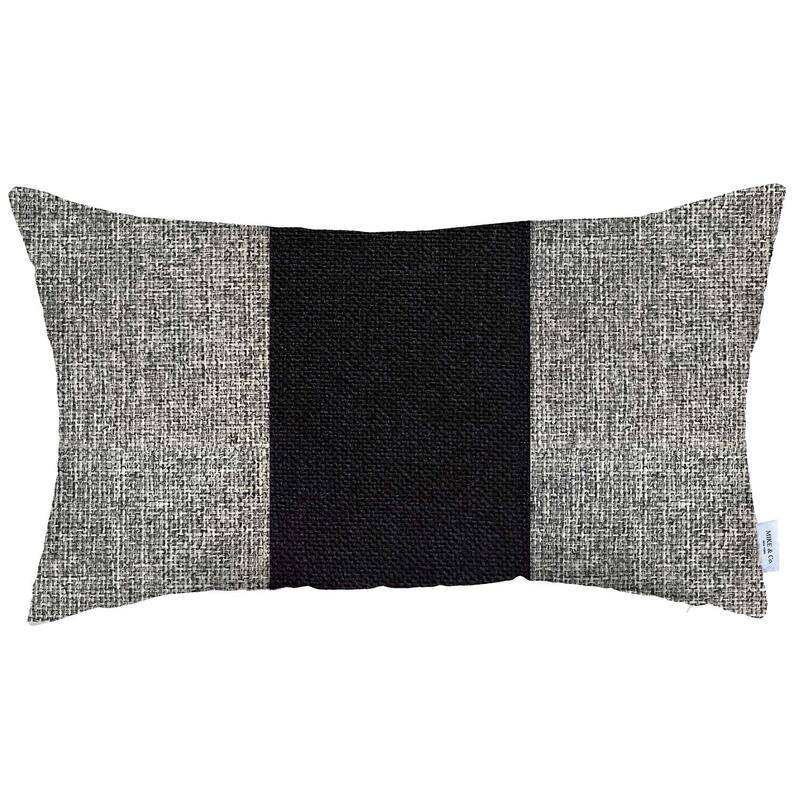 Boho-Chic Decorative Houndstooth Jacquard Pillow Covers - 12x20 - Gray-Black-Gray