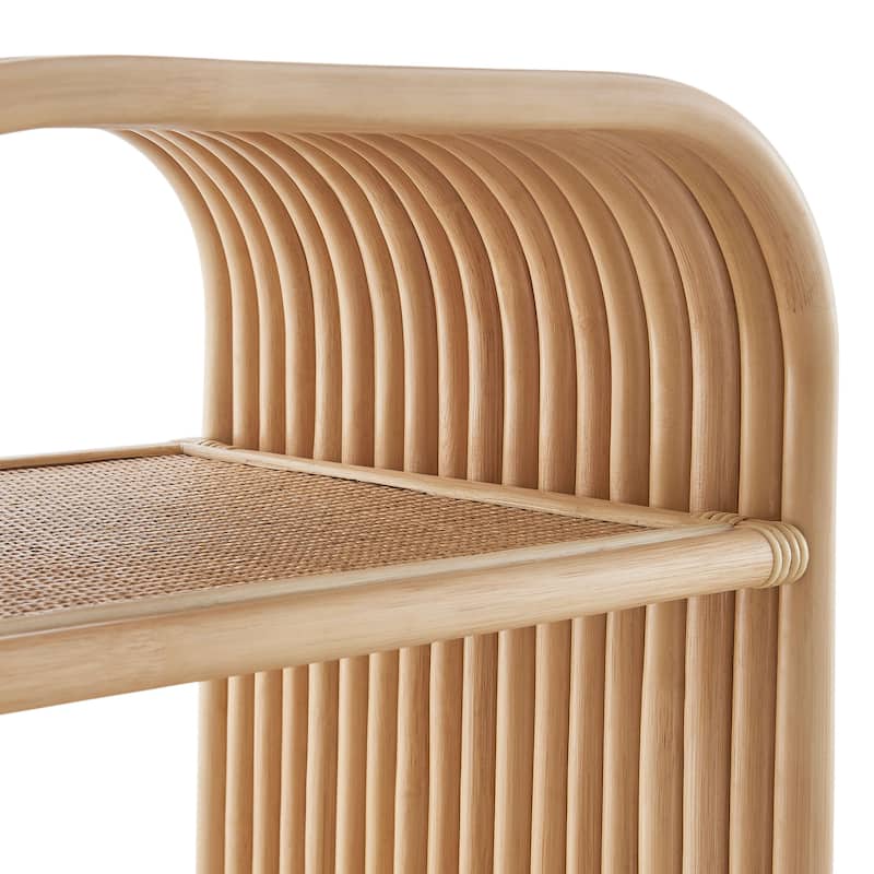 Eve Curved Natural Rattan Side Table