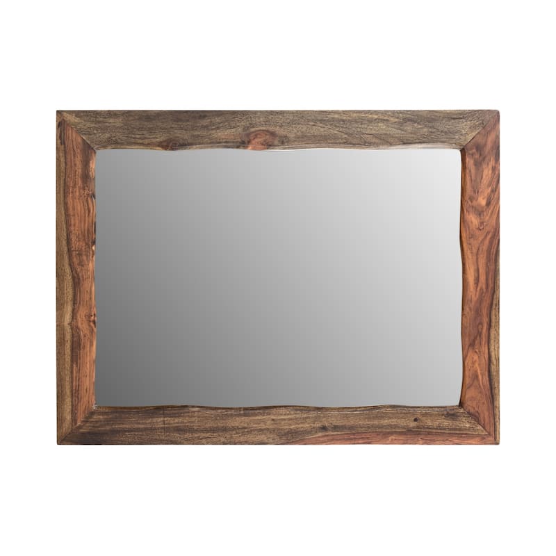 HomeRoots 44" Dark Brown Solid Wood Framed Accent Mirror