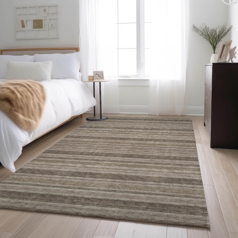 Premium Washable Super Soft Modern Cabana Stripe Mayfield Rug - Taupe - 5' x 7' 6" - Rectangle