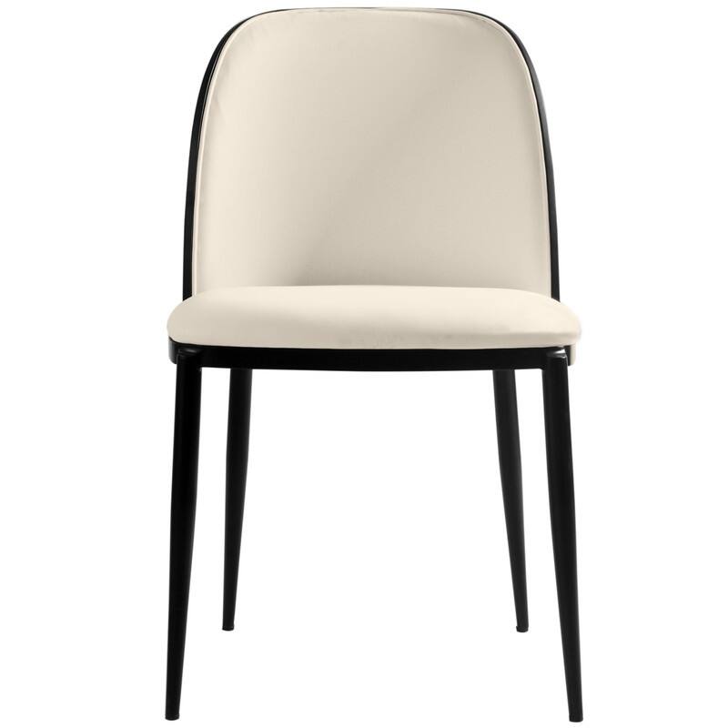Dining Chair with Upholstered Seat and Back Side Chair with MDF Wood Frame in Black Steel
