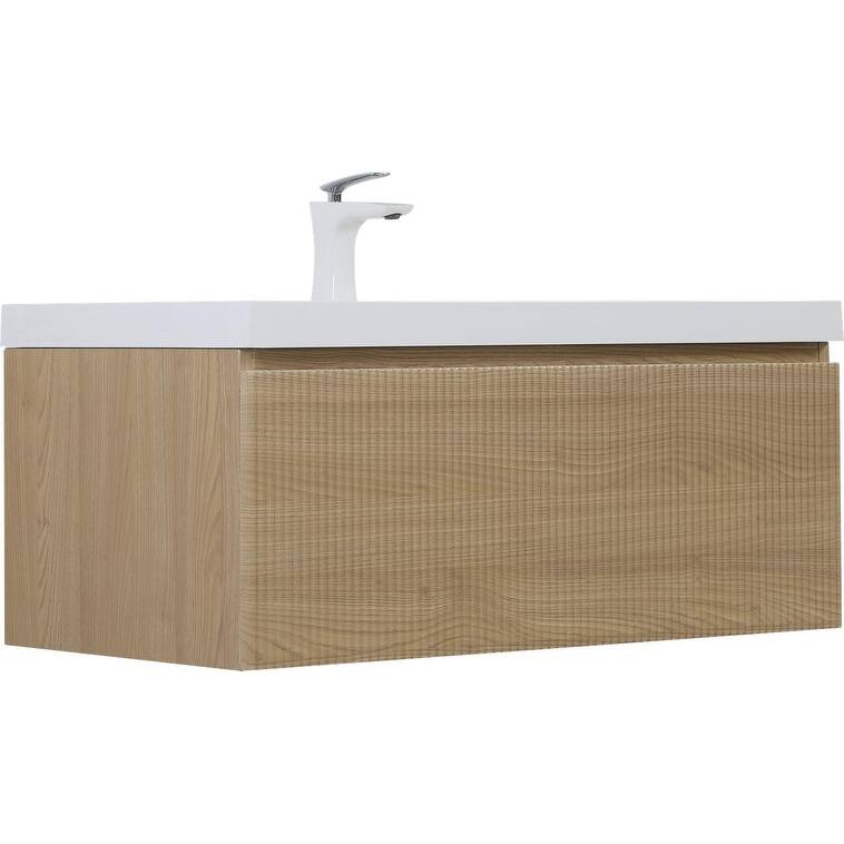 ABRUZZO Floating Vanity with Integrated Top Sink Soft-Close Wall-Mount Bathroom Cabinet
