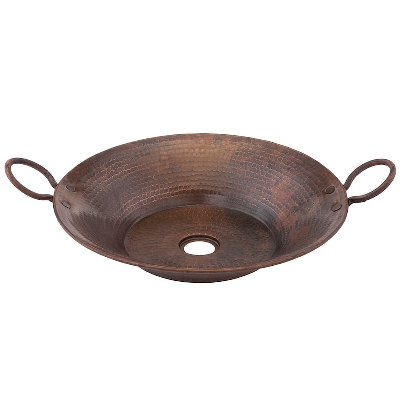 16-in Round Miners Pan Vessel Hammered Copper Sink (VR16MPDB)