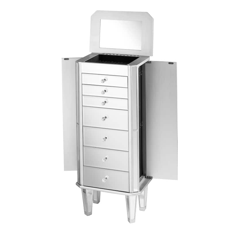 SEI Furniture Millicent Silver Mirrored Jewelry Armoire