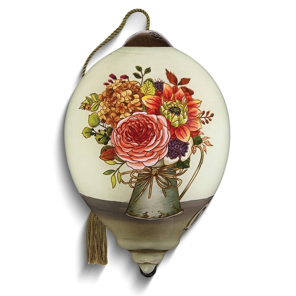 Curata Live Simple Remain Grateful By Suzanne Nicoll Hand-Painted Glass Ornament