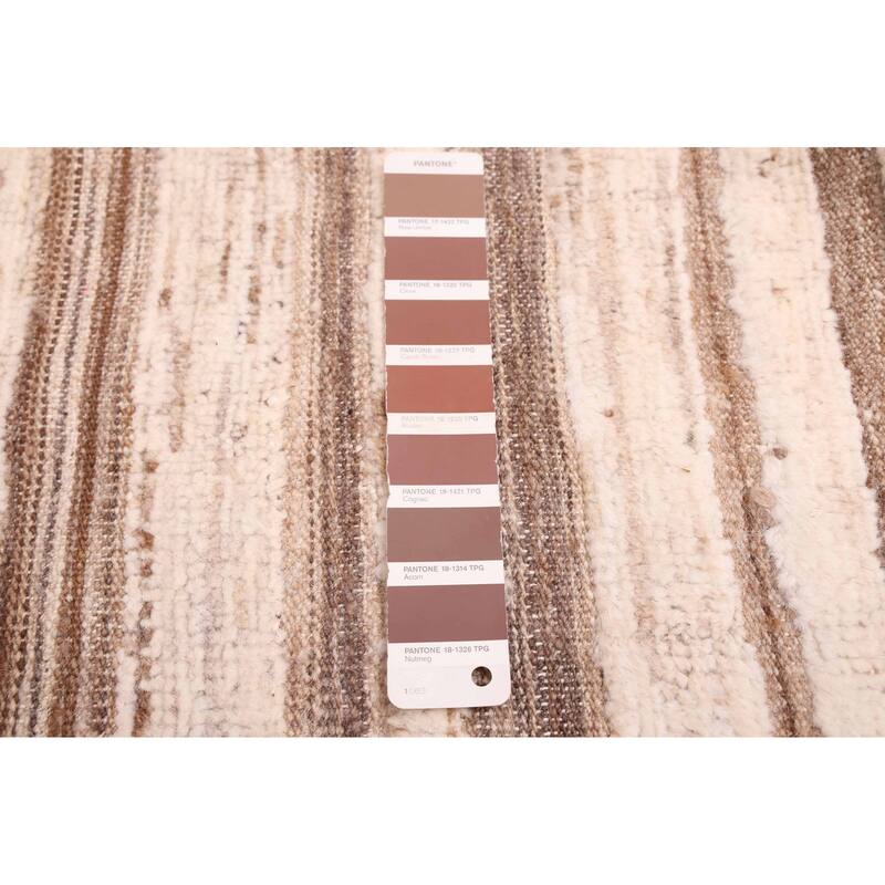 ECARPETGALLERY Hand-knotted Pak Finest Marrakesh Brown, Ivory Wool Rug - 9'1 x 12'11