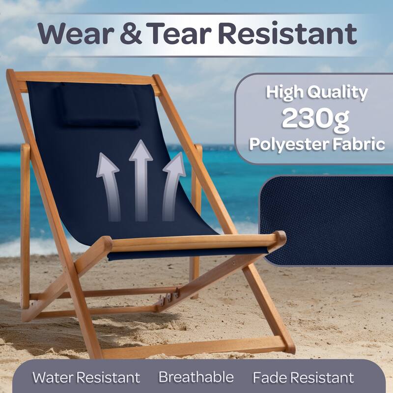 Lavish Home Beach Lounge Chair - Adjustable Reclining Sling Chair