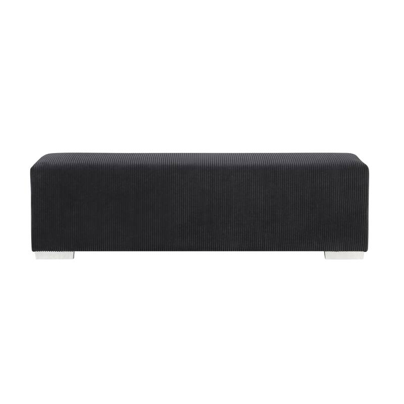 Furniture of America Goffney Chenille Bench with Fireplace Simulator and Bluetooth Audio