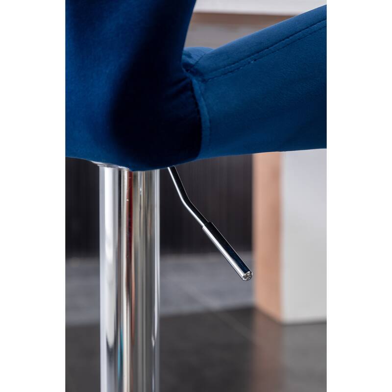 Roundhill Furniture Breni Velvet Diamond Tufted Swivel Adjustable Height Barstool, Set of 2