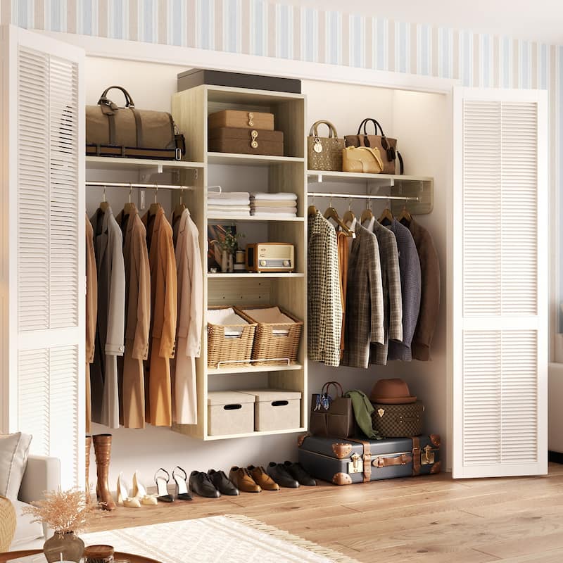 Cimly Over Washer and Dryer Storage Organizer, 8FT Wall Mounted Laundry Room Closet System with Hanging Rods