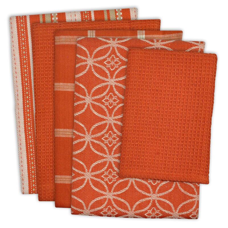 DII Assorted Kitchen Dishtowel & Dishcloths (Set of 5) - Spice
