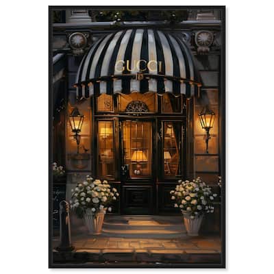 Elegant Night Time Store Visit Canvas by Art Remedy