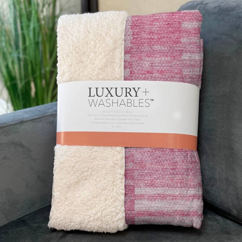 Premium Machine Washable Contemporary Sherpa Throw Blanket