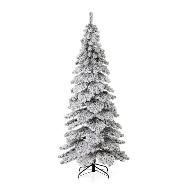Glitzhome Snow Flocked Pre-lit Fir Christmas Tree - 7.5FT Spruce